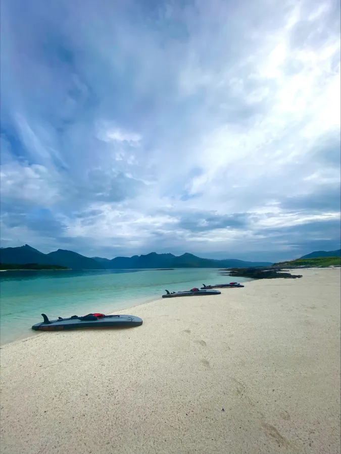 Padlebrett SUP i Senjaregionen på strand