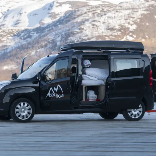 Rental car with doors open