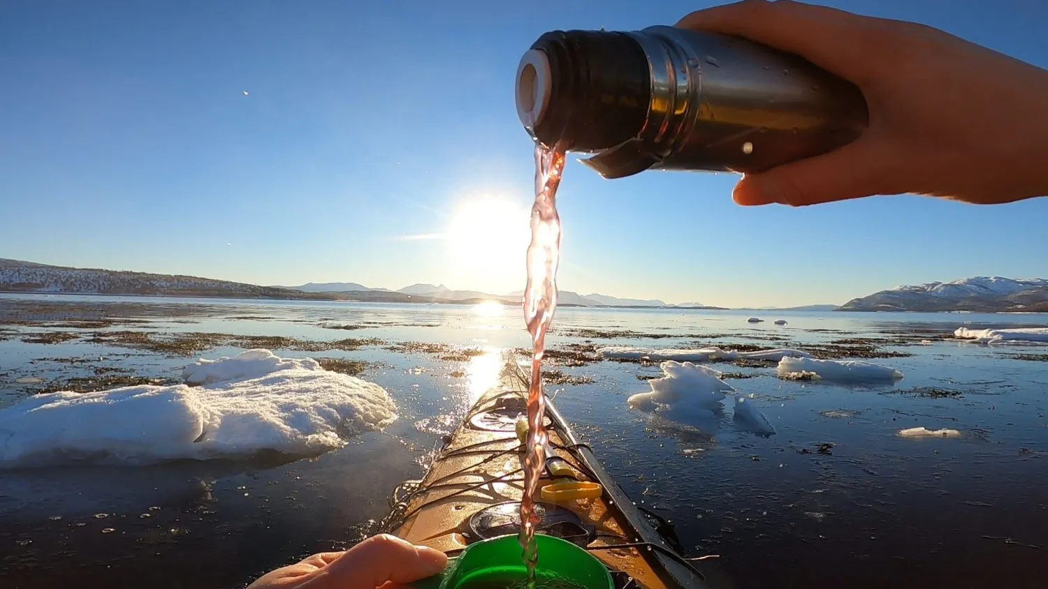 Hot drinks in kayak