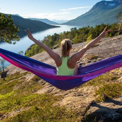 Girl in hammock watching over Narvik